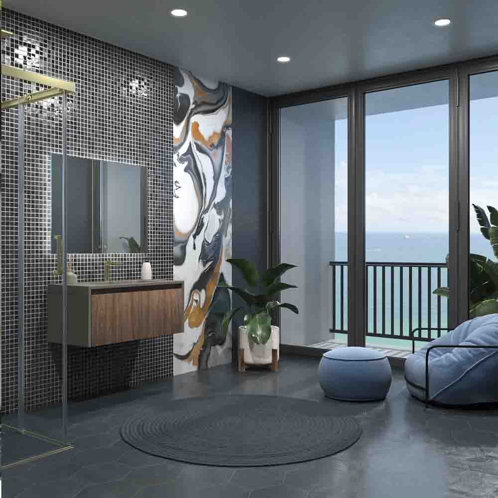 Mueble de baño BINARIO suspendido 1 cajón acabado ROBLE FRANCES / TOPO - Imagen 4