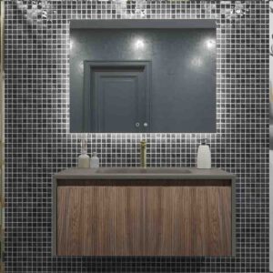 Mueble de baño BINARIO suspendido 1 cajón acabado ROBLE FRANCES / TOPO