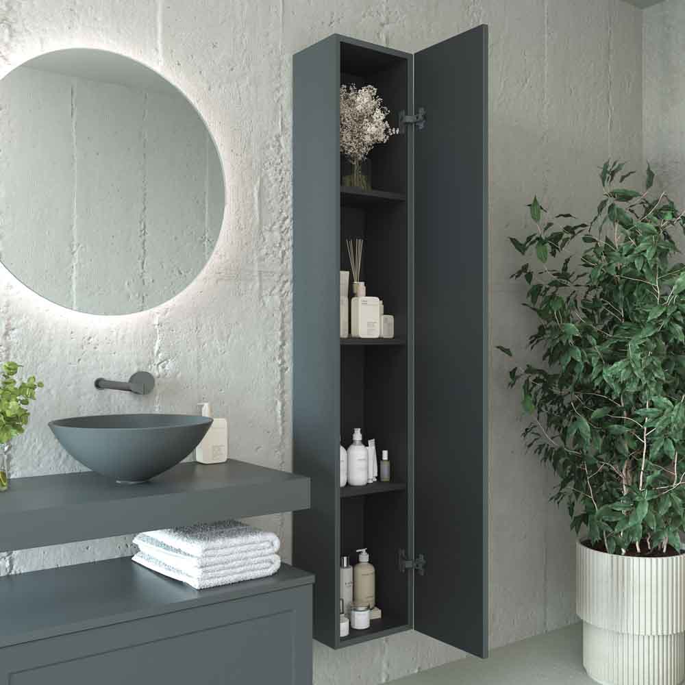 Mueble de baño suspendido 1 cajón BUDGET con tapa y lavabo BOL Solid Surface GRAFITO - Imagen 3