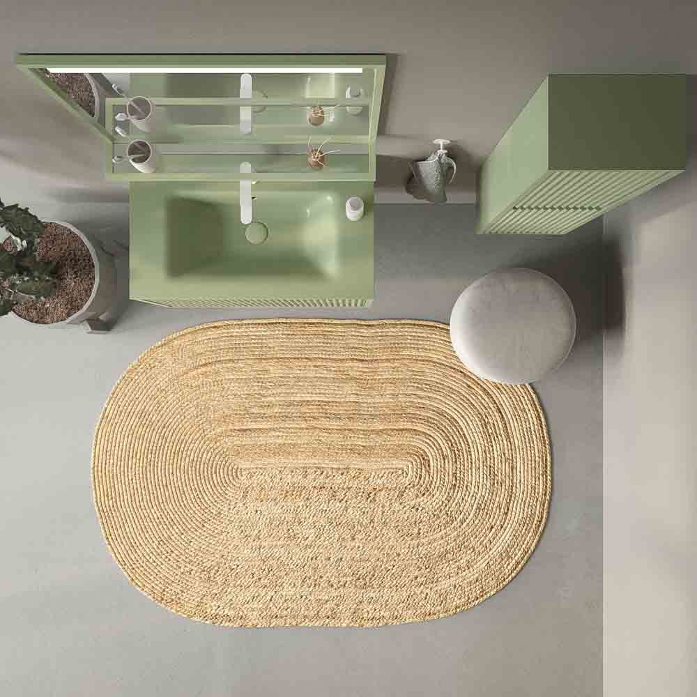 Mueble de baño suspendido 2 cajones MILIA con lavabo Solid Surface VERDE PALIDO - Imagen 3