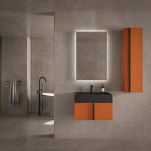 Mueble de baño NORMA suspendido 1 cajón acabado  PARDO ANARANJADO