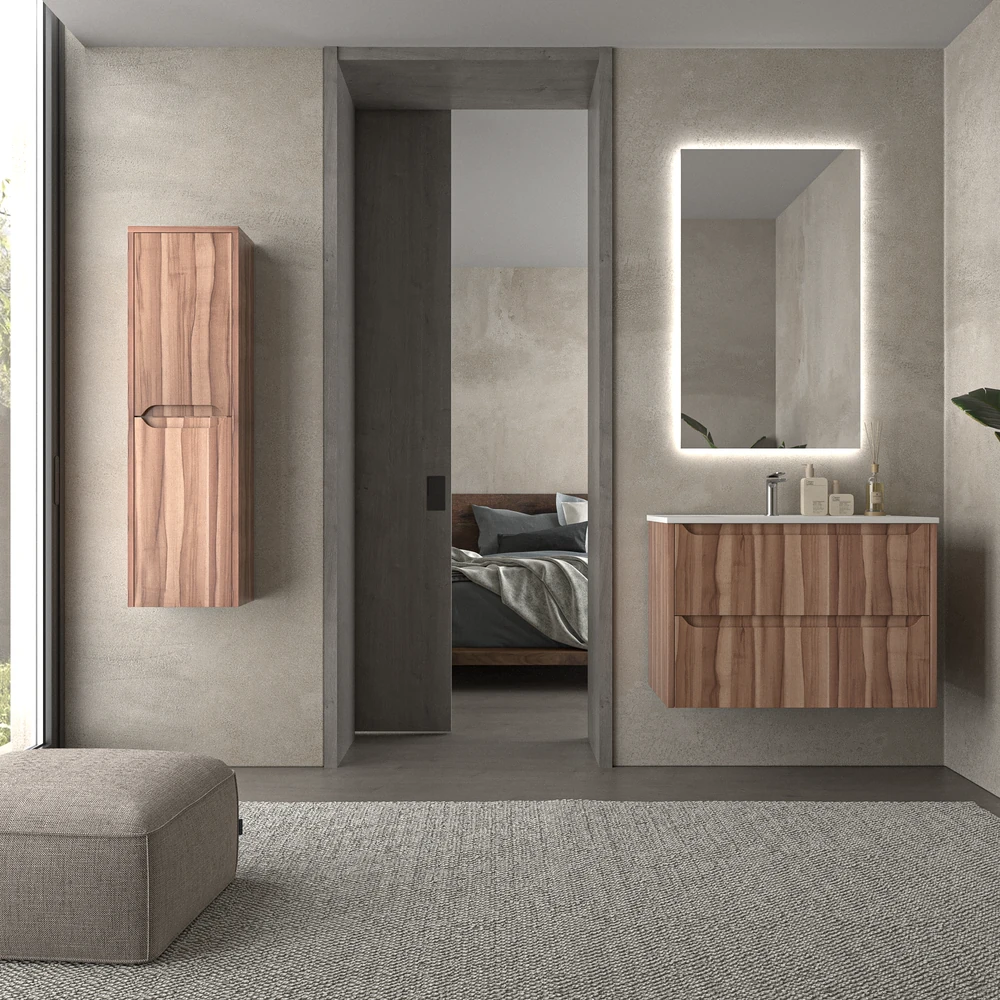 Mueble de baño suspendido 2 cajones TOSCANA con lavabo porcelana acabado OLIVO - Imagen 6