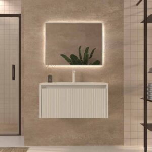 Mueble de baño BINARIO suspendido 1 cajón acabado BLANCO