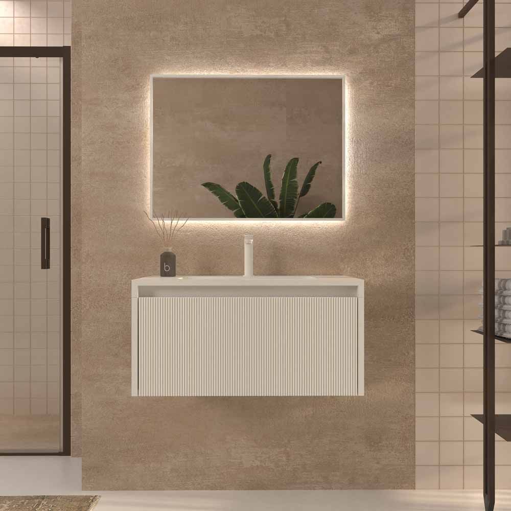 Mueble de baño BINARIO suspendido 1 cajón acabado BLANCO