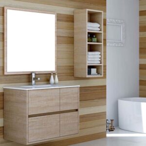 Mueble de baño CARLOTTA suspendido 4 cajones con lavabo cerámico, color CAMBRI
