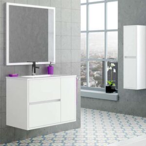 Mueble de baño CAROLA suspendido 2 cajones - 1 puerta con lavabo cerámico