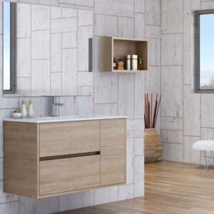 Mueble de baño CAROLA color suspendido 2 cajones - 1 puerta con lavabo cerámico