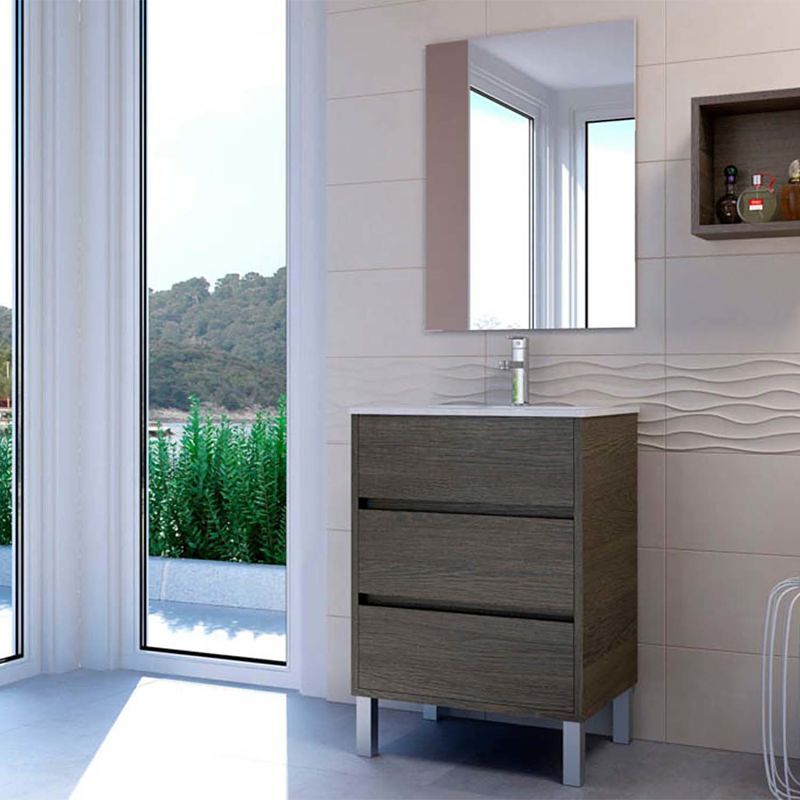 Mueble de baño CLOE colores a suelo 3 cajones con lavabo cerámico