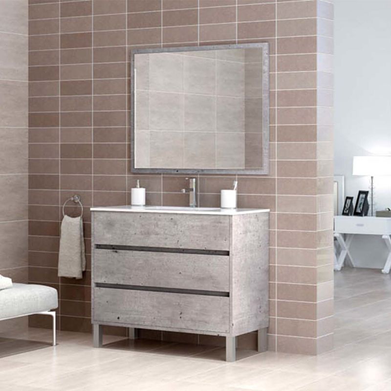 Mueble de baño CLOE varios tonos a suelo 3 cajones con lavabo cerámico