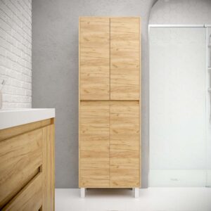 Columna de baño 4 puertas con patas 195 cm x 50 cm x 25 cm acabado ROBLE CLARO