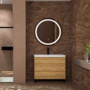 Mueble de baño con patas 3 cajones CARMEN acabado ROBLE CLARO