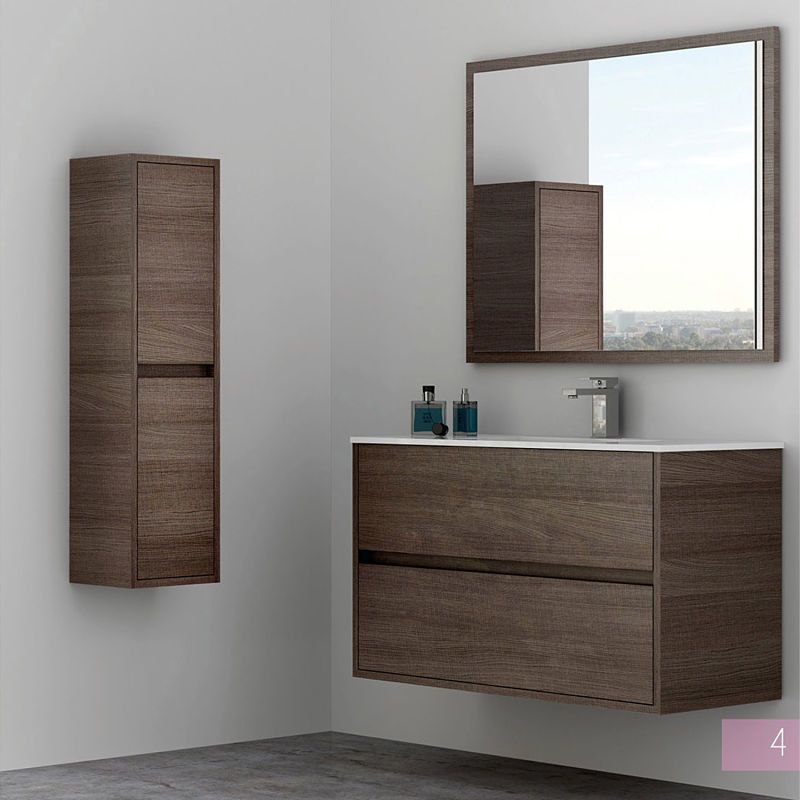 Mueble de baño SERENA suspendido 2 cajones con lavabo ceramico, color MALI