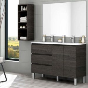 Mueble de baño MANILA a suelo 120 cm 3 cajones / 2 puertas con lavabo ceramico