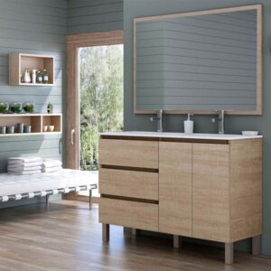 Mueble de baño MANILA varios colores a suelo 120 cm 3 cajones / 2 puertas con lavabo ceramico