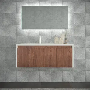 Mueble de baño BINARIO suspendido 2 cajones acabado  BLANCO/ ABEDUL