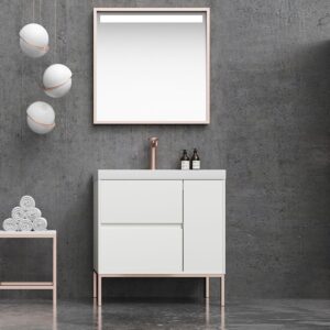 Mueble de baño EVO 2 cajones - 1 puerta acabado mate BLANCO con lavabo resina 6 cm grosor