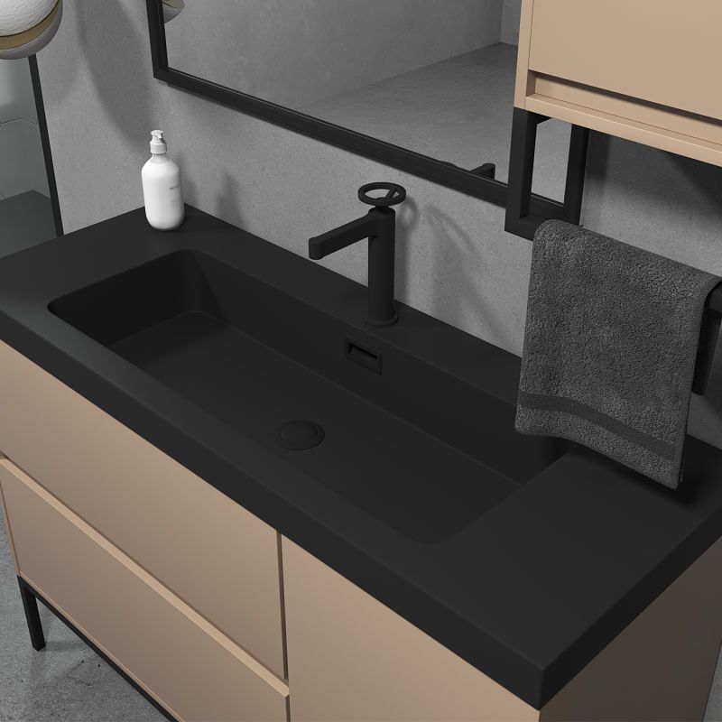 Mueble de baño EVO 2 cajones - 1 puerta acabado mate MOKA con lavabo resina 6 cm grosor - Imagen 2