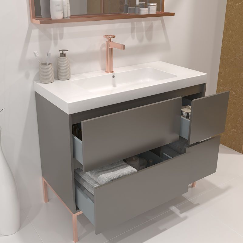 Mueble de baño EVO 4 cajones acabado mate TOPO con lavabo resina 6 cm grosor - Imagen 2