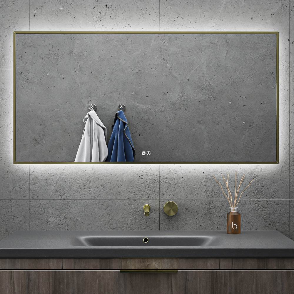 Espejo de baño ALUMINIUM marco negro con luz LED ambiental - Imagen 4