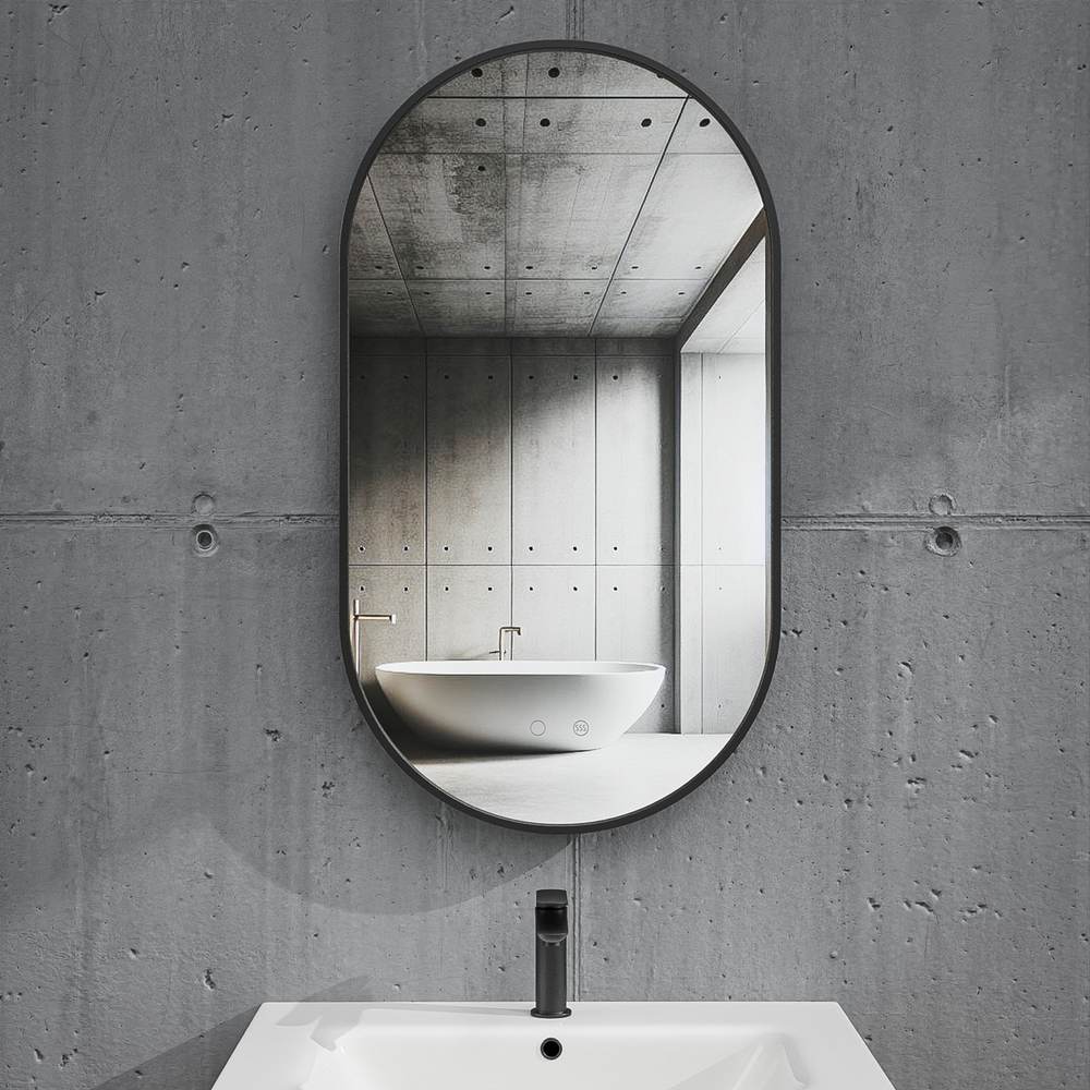 Espejo de baño FREYA canto pintado negro con luz LED ambiental - Imagen 4