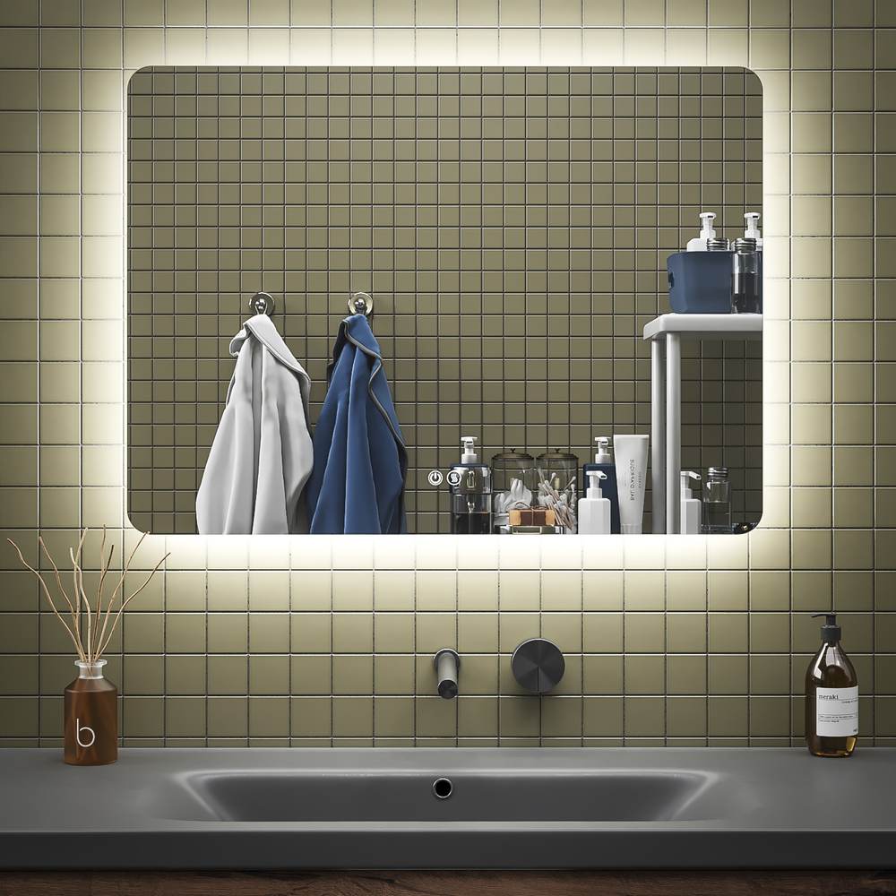 Espejo de baño HYDRA rectangular con luz LED ambiental