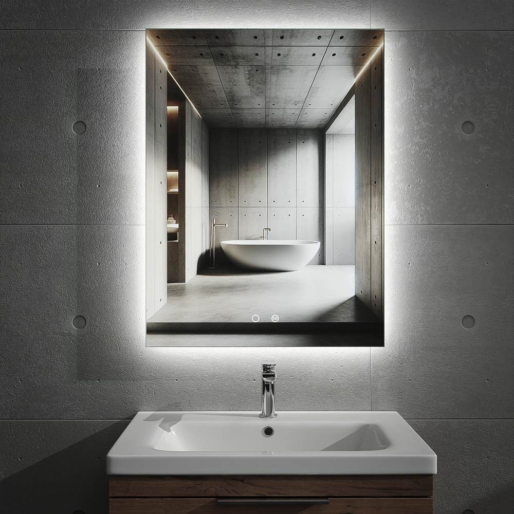 Espejo de baño KAYRA rectangular con luz LED ambiental