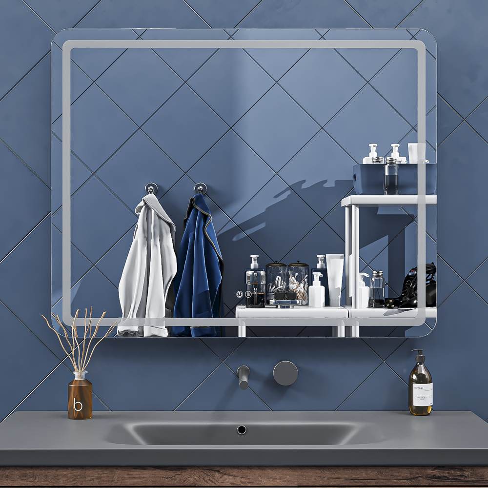 Espejo de baño LYRA rectangular con canto arenado con luz LED frontal - Imagen 4