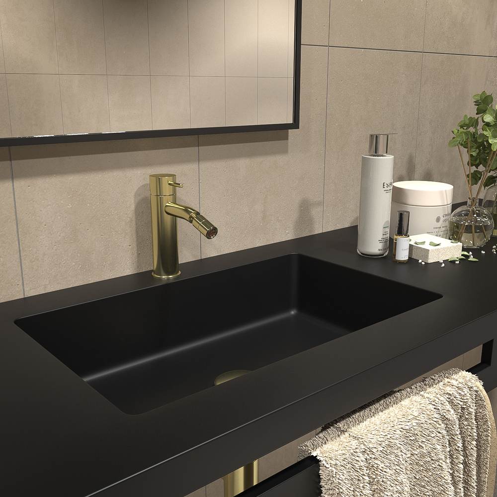 Espejo de baño KEOPS con arenado pintado NEGRO con luz LED ambiental - Imagen 2