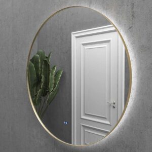 Espejo a medida BURMA con luz led perimetral trasera con marco aluminio . Altavoces. Anti vaho. Espejo aumento. Reloj