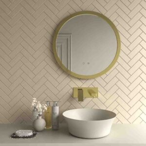 Espejo redondo FERGUS sin luz canto pintado oro