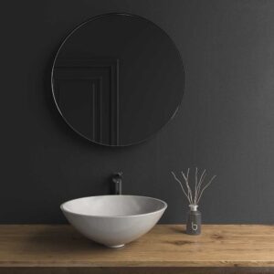 Espejo redondo NUB sin luz marco aluminio NEGRO