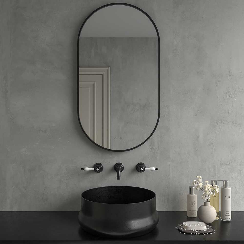 Espejo ovalado NINO sin luz canto pintado negro