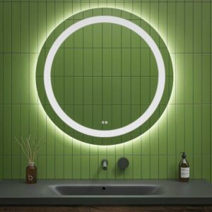 Espejo de baño VEGA redondo con luz frontal  arenado  LED