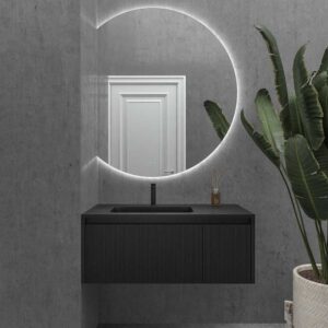 Espejo a medida ZEN con luz led perimetral trasera . Altavoces. Anti vaho. Espejo aumento. Reloj