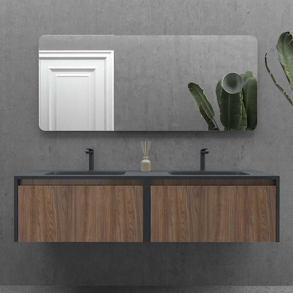 Espejo a medida KAREN sin luz canto redondo . Espejo aumento