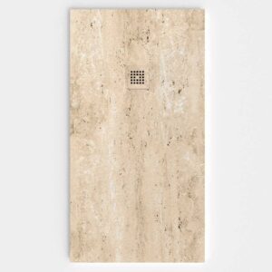 Plato de ducha resina textura pizarra. Efecto en Mármol Travertino - antideslizante STONE 3D moderno