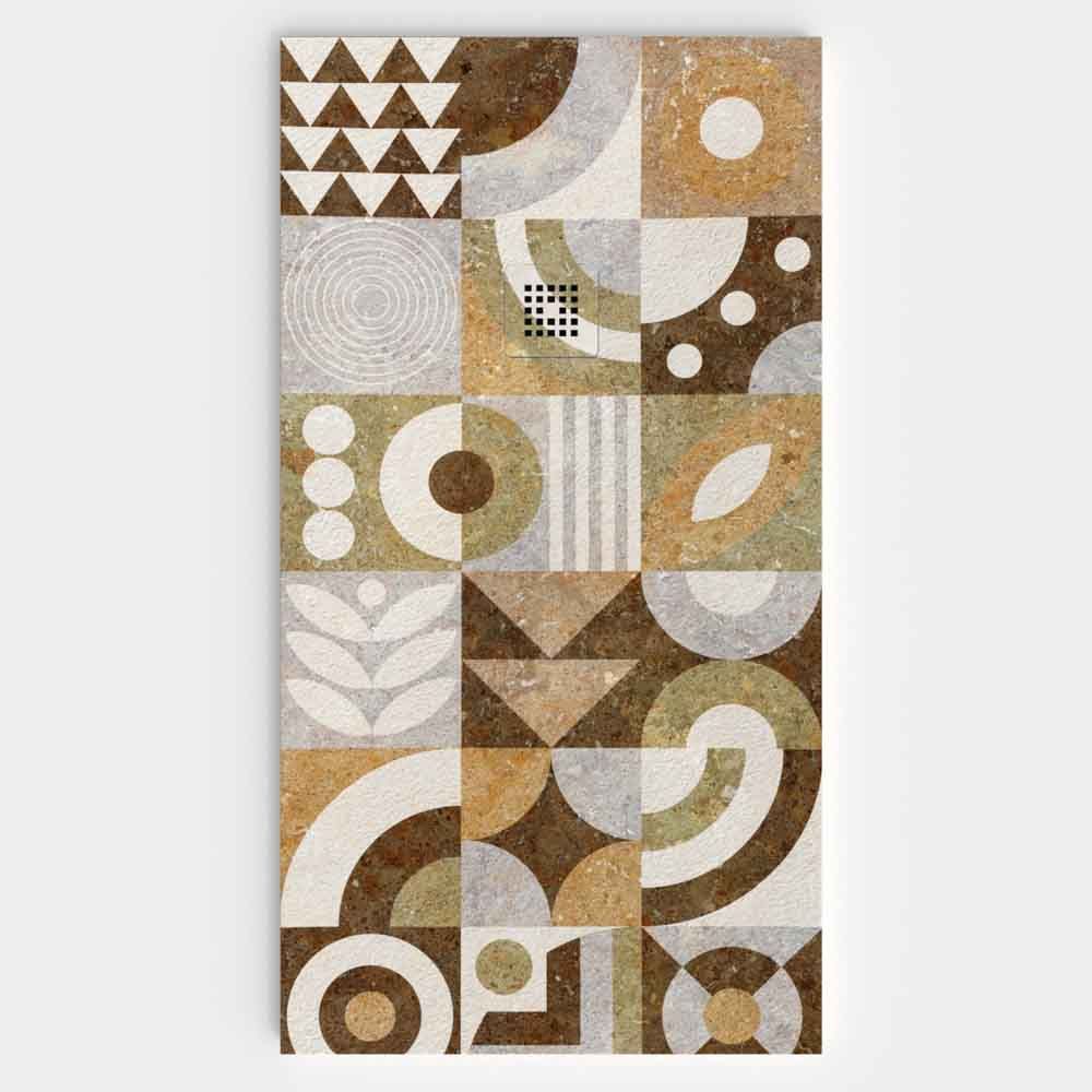 Plato de ducha resina textura pizarra. Efecto en Hidráulico Acadia - antideslizante STONE 3D moderno