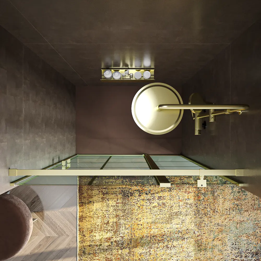 Mampara de ducha frontal OPEN 1 fijo - 1 puerta abatible serigrafia industrial NEGRO MATE - Imagen 6