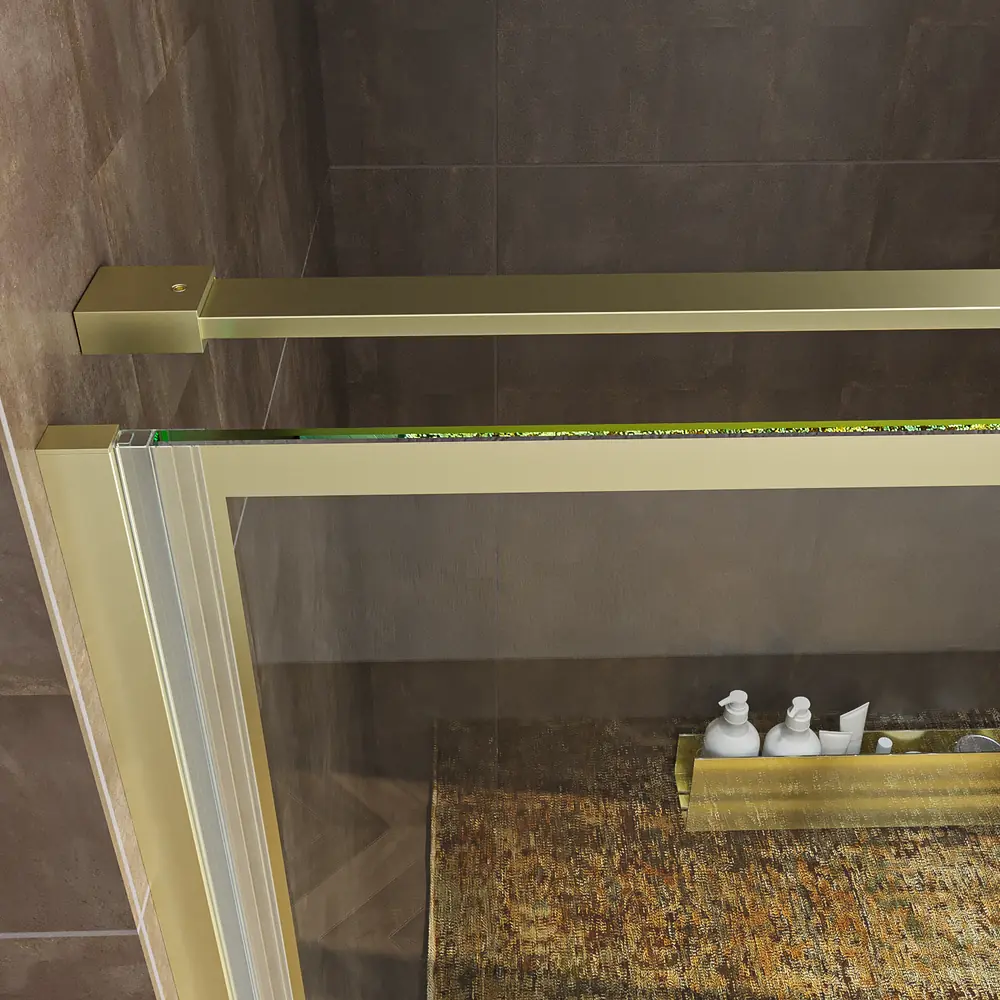 Mampara de ducha frontal OPEN 1 fijo - 1 puerta abatible serigrafia industrial NEGRO MATE - Imagen 2