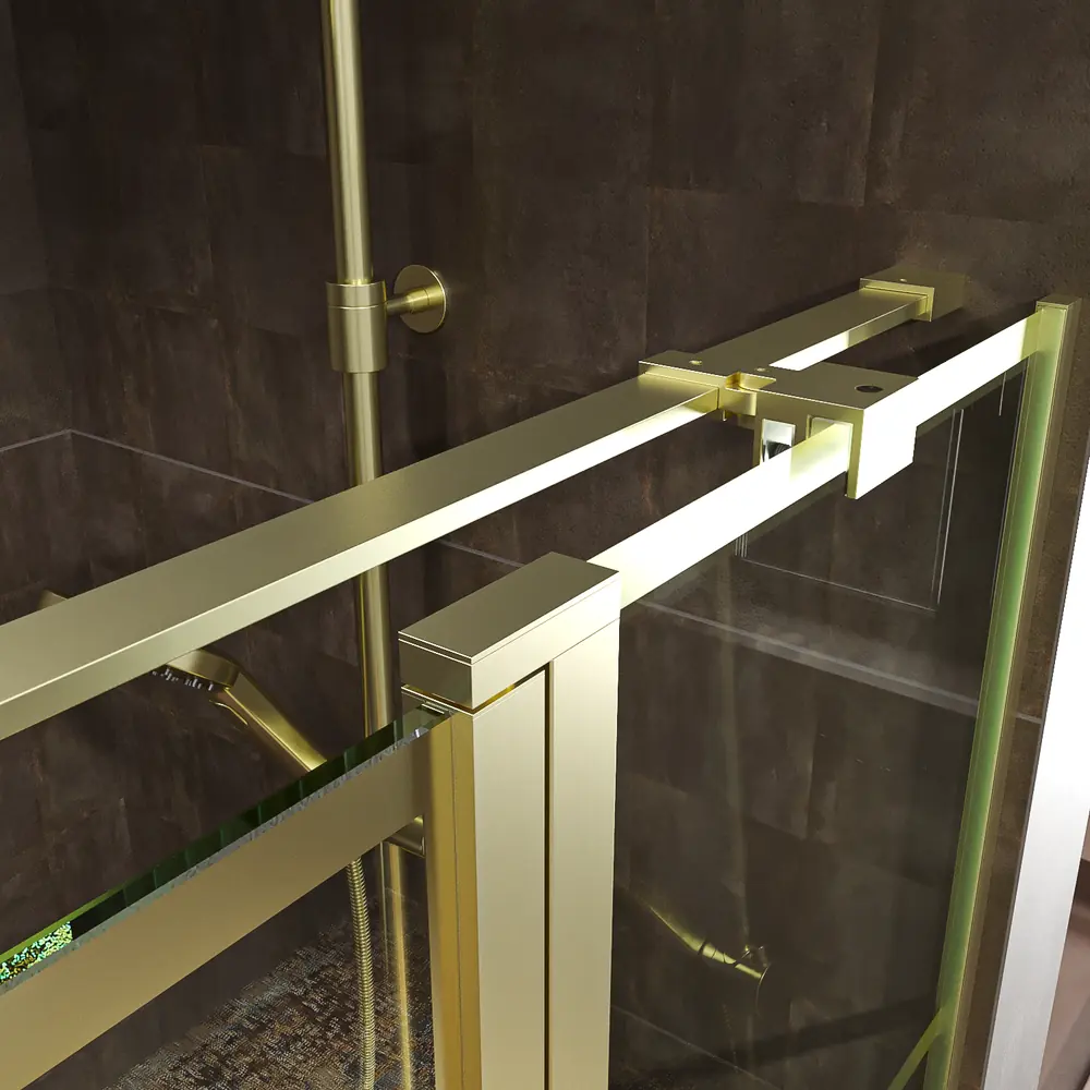 Mampara de ducha frontal OPEN 1 fijo - 1 puerta abatible serigrafia industrial NEGRO MATE - Imagen 5