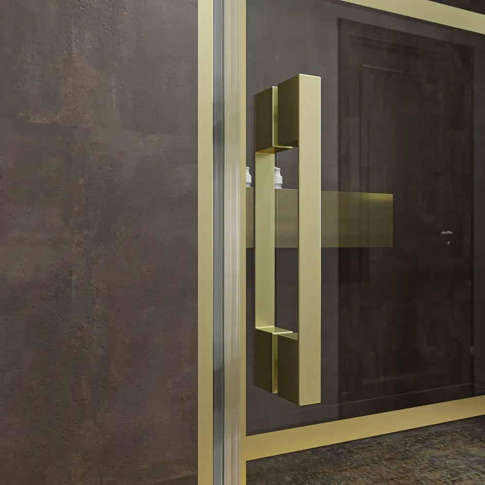 Mampara de ducha frontal OPEN 1 fijo - 1 puerta abatible serigrafia industrial NEGRO MATE - Imagen 3