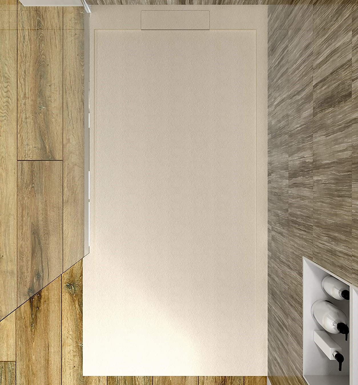 Plato ducha resina enmarcado SYSTEM Moka - colores a elegir - textura pizarra - antibacteriano y antideslizante